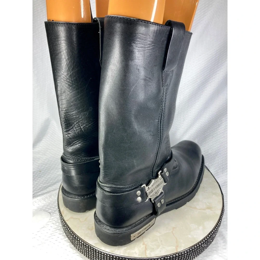 Harley-Davidson Leather Mega Harness Motorcycle Boots Mens 13 Black Square Toe